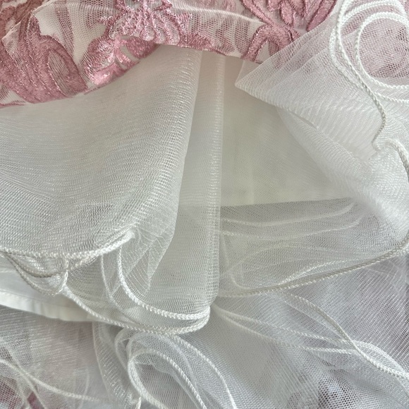 Chi Chi London NEW Pink Halter Dress Tulle Embroidered Overlay Damask Size 16 - Picture 13 of 16